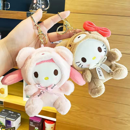 Sanrio Plush Toy Kawali Hello Kitty Kuromi My Melody Soft Stuffed Keychain Cinnamoroll Bag Pendant Stuffed Doll Girl Kid Gift