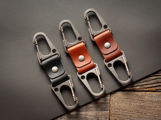 Titanium Carabiner Leather Keychain